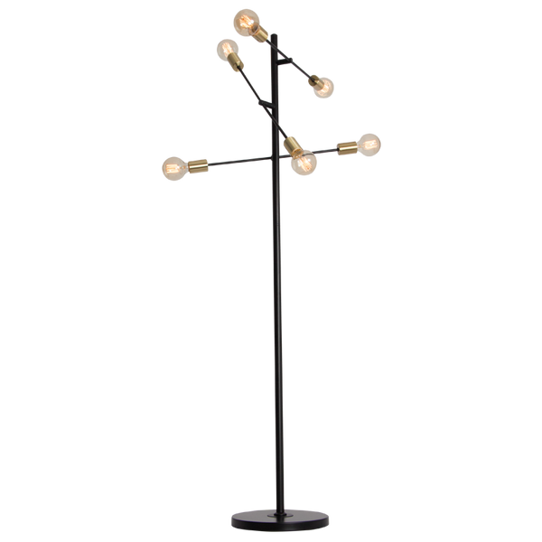 Bright Star Black Standing Lamp 6X40W ES 1600Mm