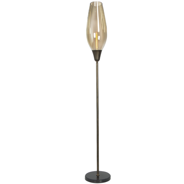 Bright Star Cognac Gls Metal Standing, Foot Switch 1X60W ES