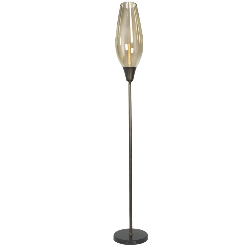 Bright Star Cognac Gls Metal Standing, Foot Switch 1X60W ES