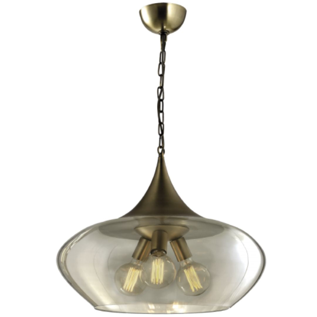 Metal Pendant with Cognac Colour Glass