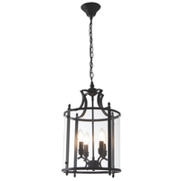 Thumbnail for 4-Light Pendant – Matte Black Metal & Clear Glass