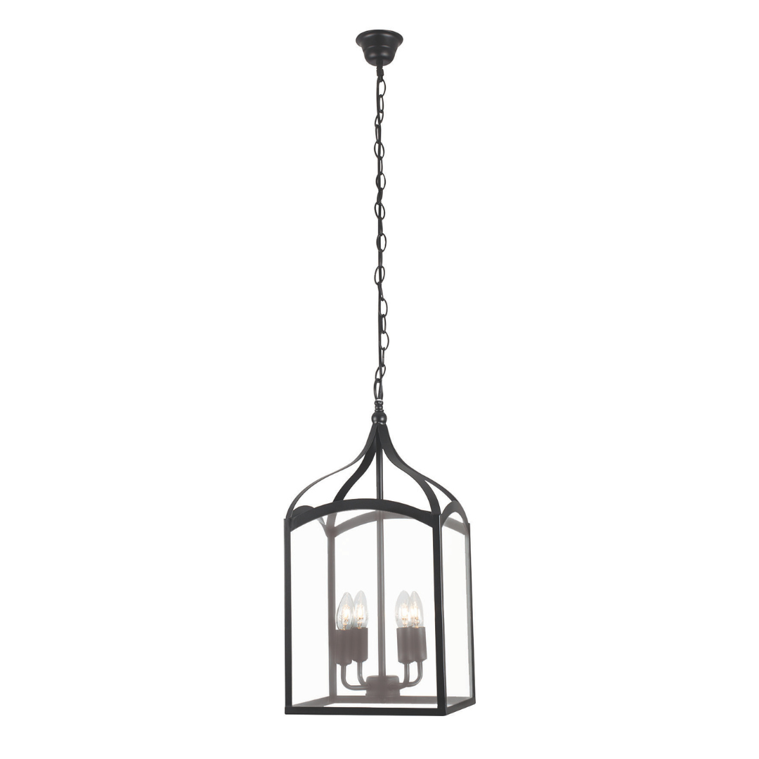 Metal Pendant with 4 Panels of Clear Glass