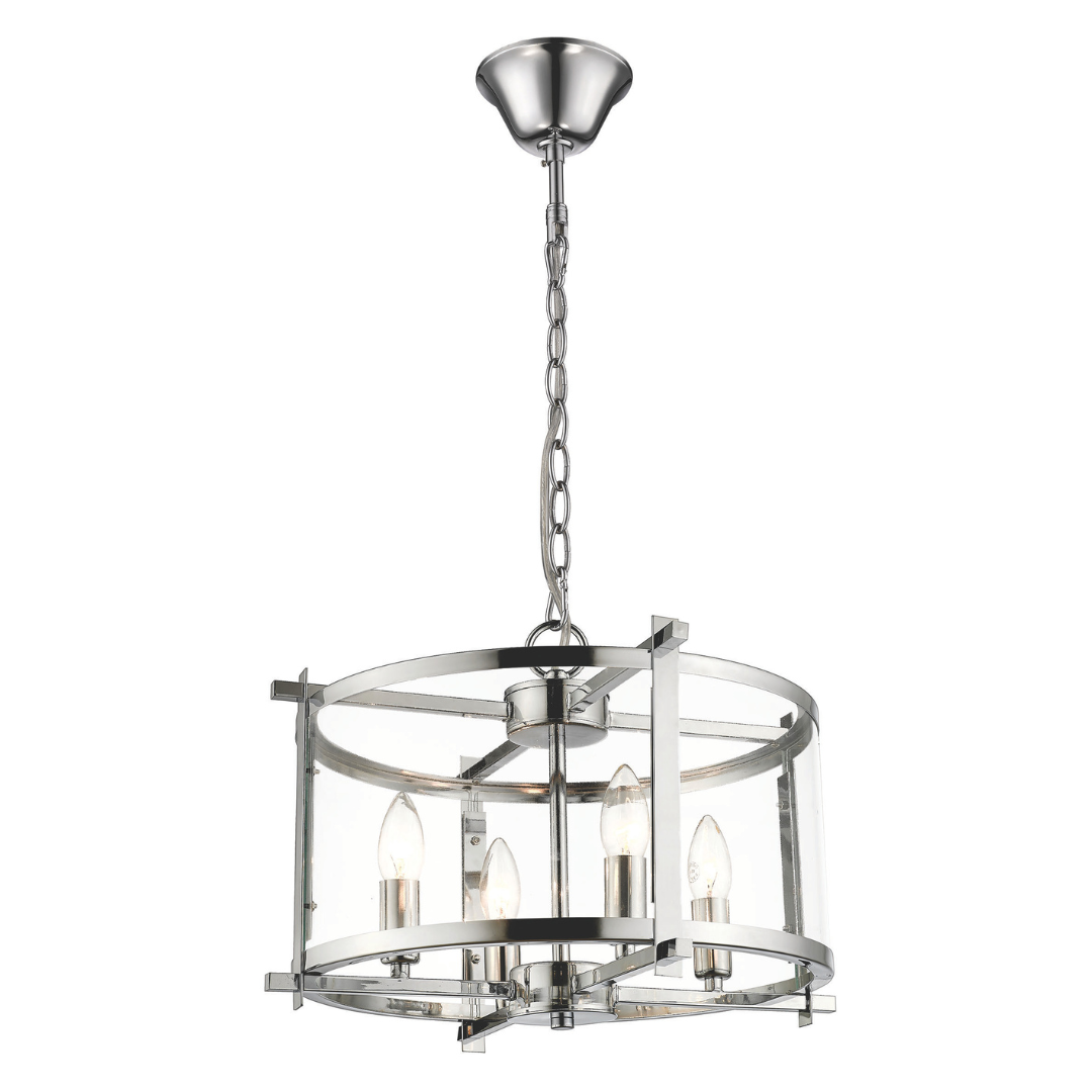Polished Chrome Chandelier with Clear Glass