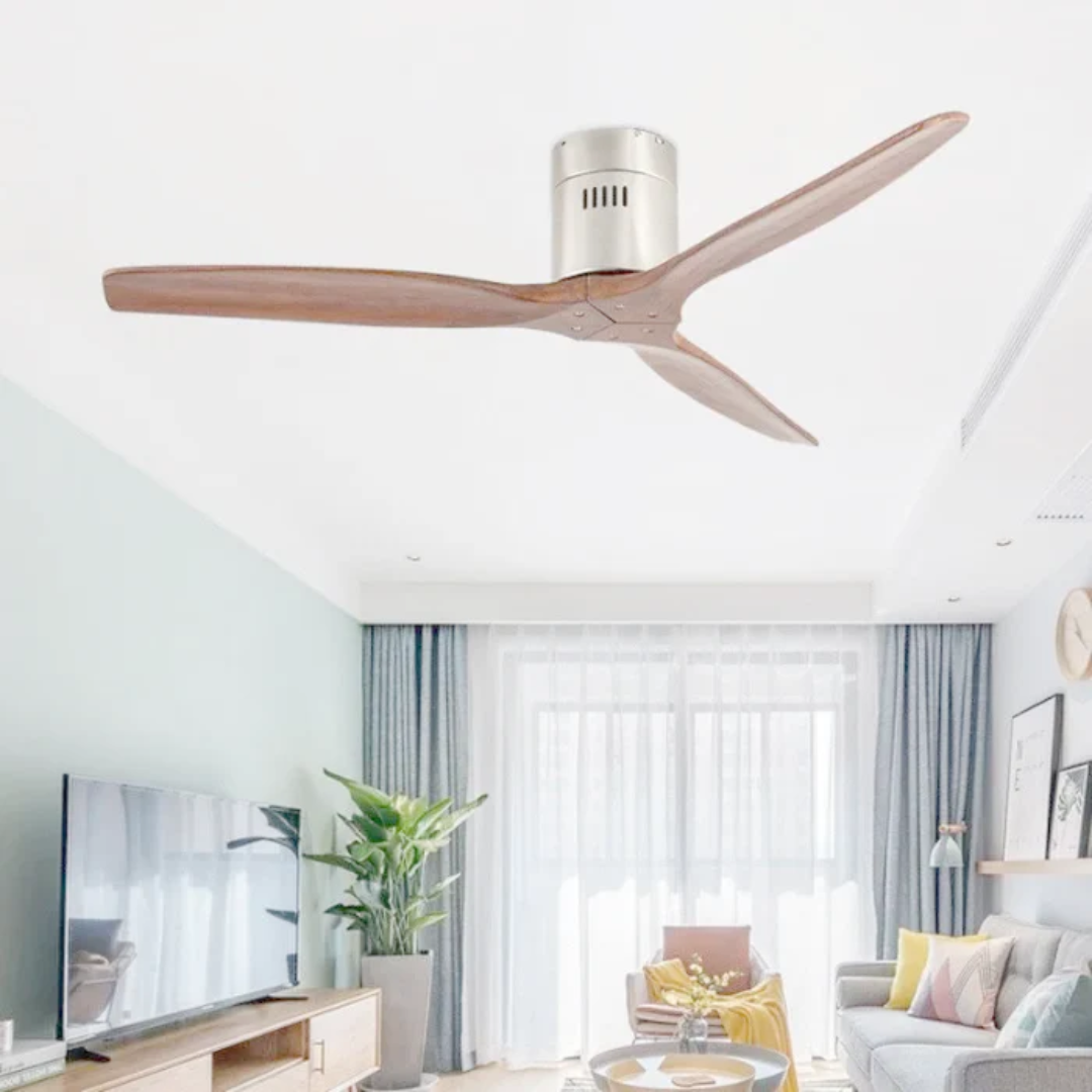 Solid Wood Ceiling Fan - Satin Nickel & Walnut/ Matte White