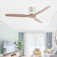Thumbnail for Solid Wood Ceiling Fan - Satin Nickel & Walnut/ Matte White