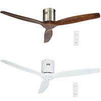 Thumbnail for Solid Wood Ceiling Fan - Satin Nickel & Walnut/ Matte White