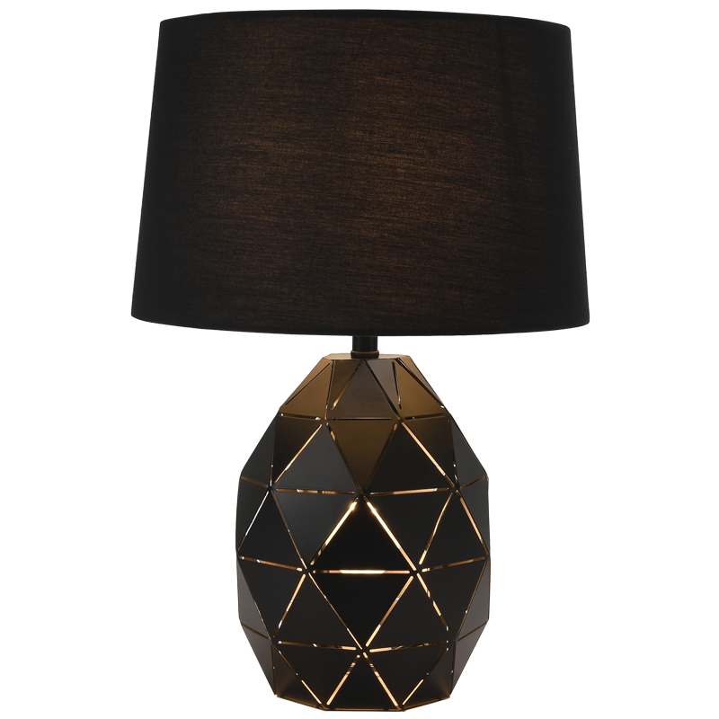 Bright Star Black Metal Table Lamp With Shade 2X60W ES - Superior Electrical