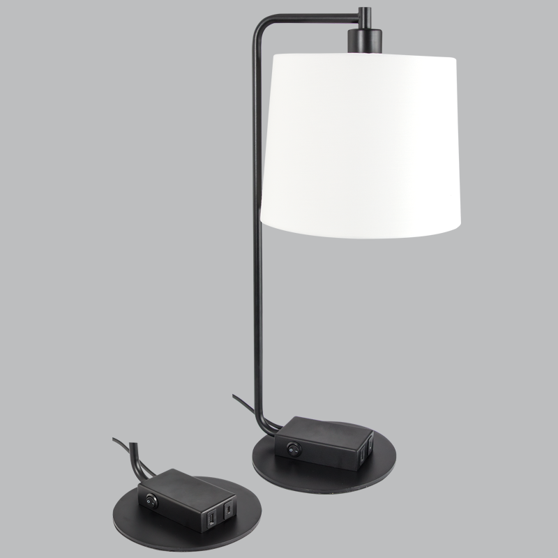 Bright Star Metal Table Lamp Whiteite Shade A&C-USB Port 1X60W ES - Superior Electrical
