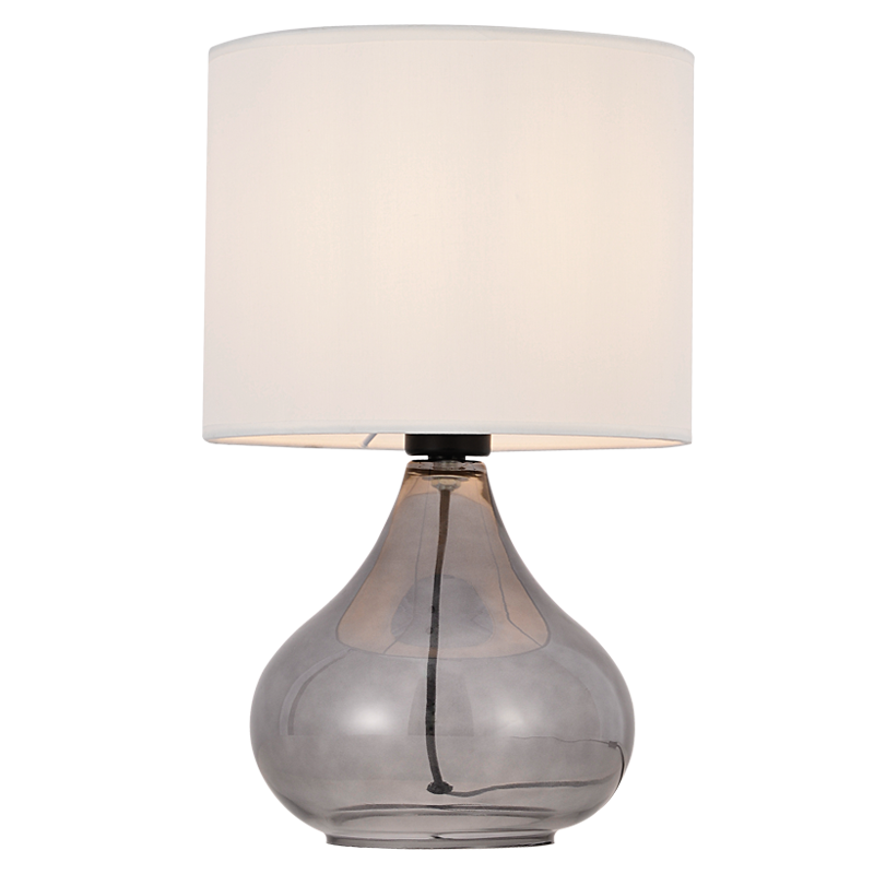 Bright Star Smoke Glass Beige Shade Table Lamp 1X40W ES