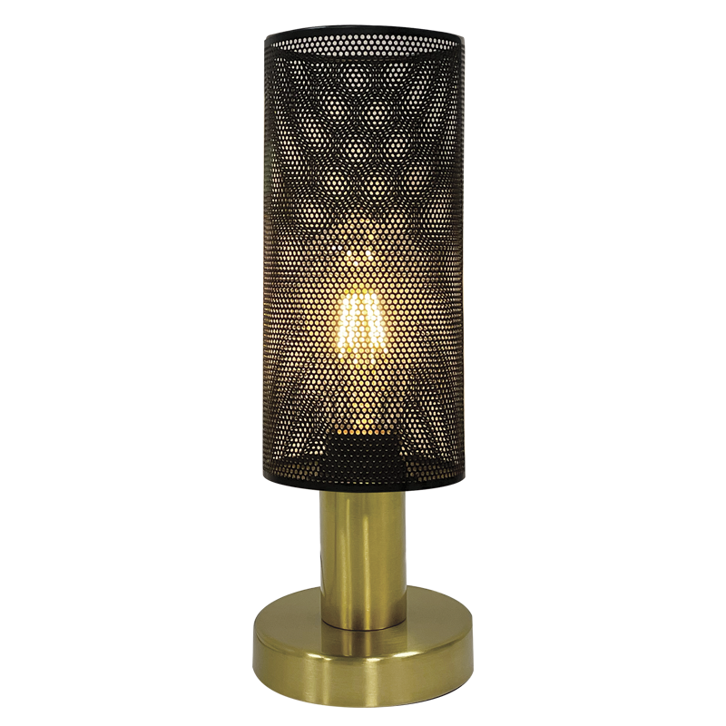 Bright Star Gold Base Table Lamp Shade Black Mesh 1X40W ES