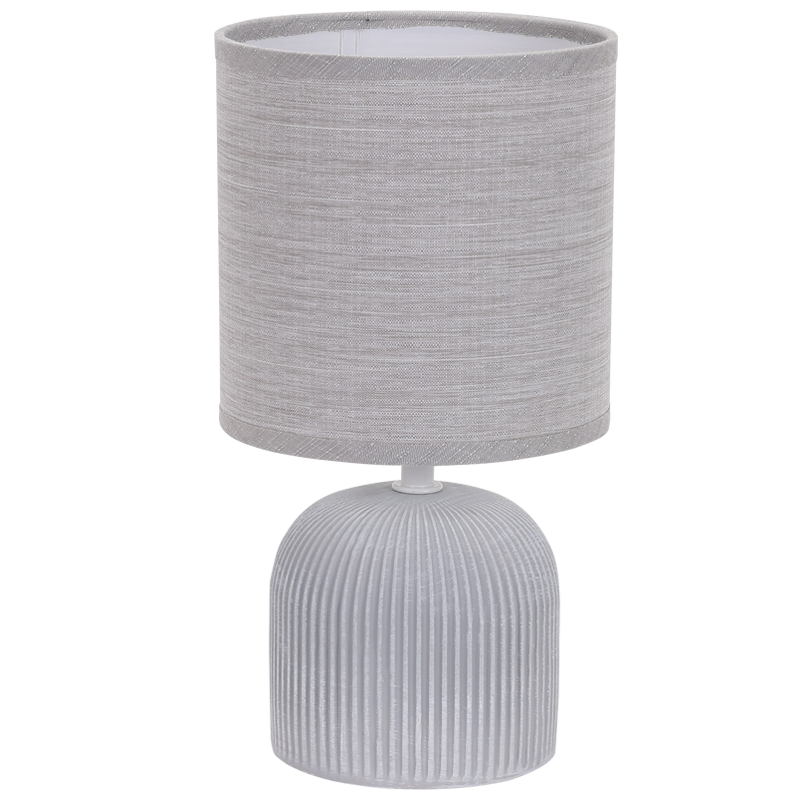 Bright Star Grey Ribbed Ceramic Base Fabric Shade 1X40W SES
