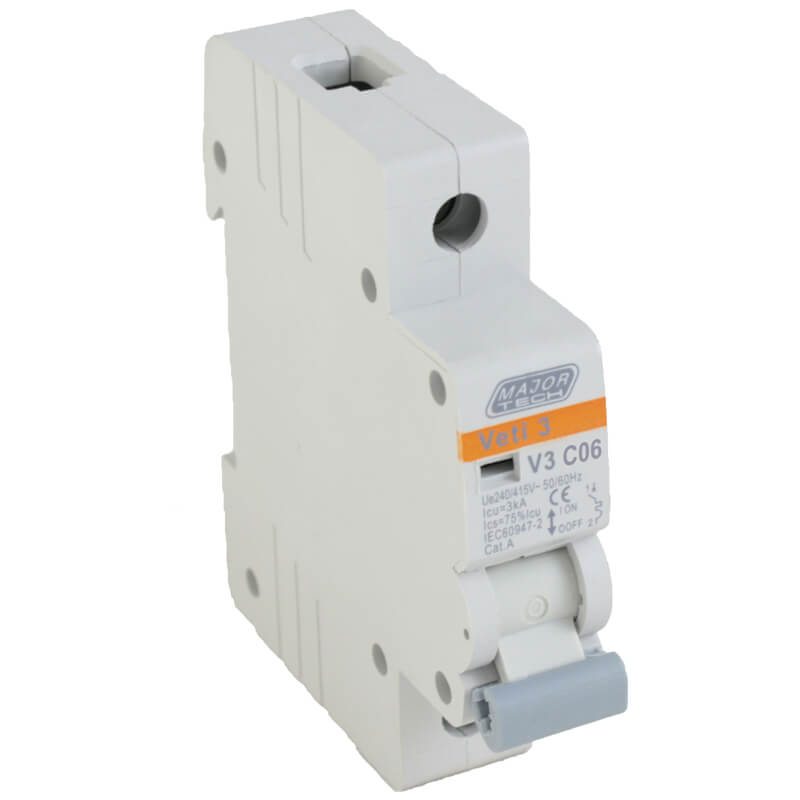 Veti 6A Single Pole MCB C-Curve 3kA