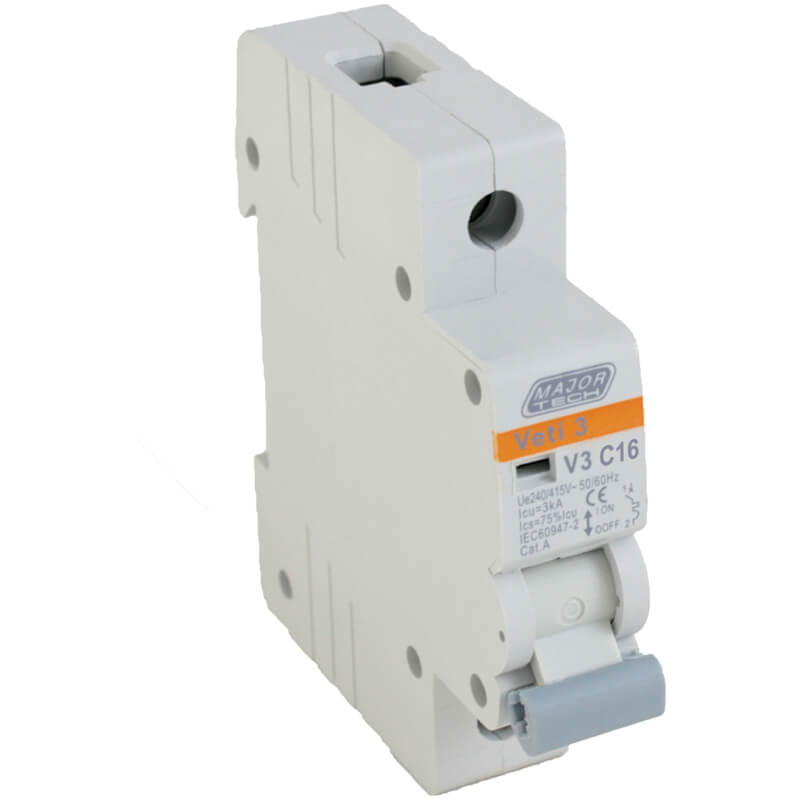 Veti 16A Single Pole MCB C-Curve 3kA