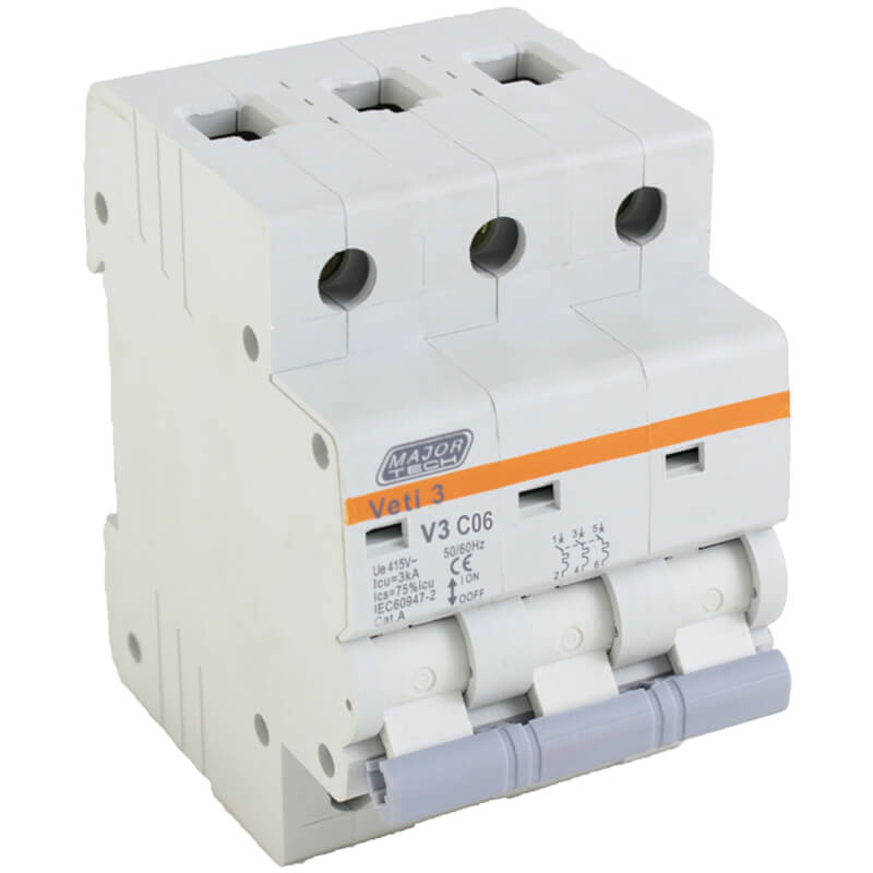 Veti 6A Triple Pole MCB C-Curve 3kA