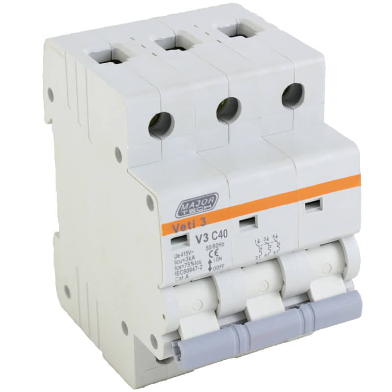 Veti 40A Triple Pole MCB C-Curve 3kA