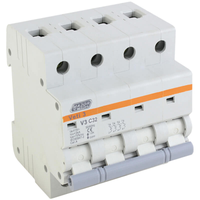 Veti 32A Four Pole MCB C-Curve 3kA