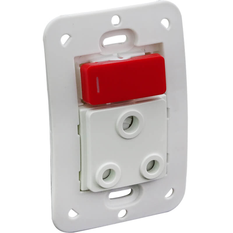Veti Single RSA Socket WT/RD SwitchNo Cover (100mmx50mm) Vertical