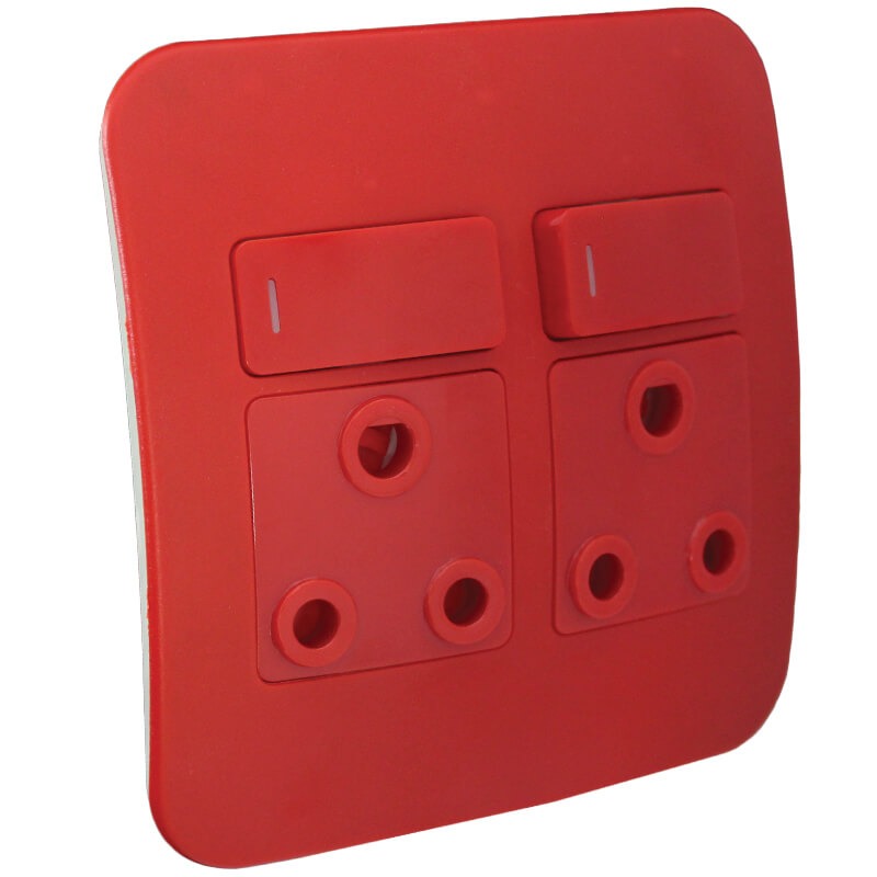 Veti Double Dedicated Socket & 20ADP Switch RD/RD (100mmx100mm)