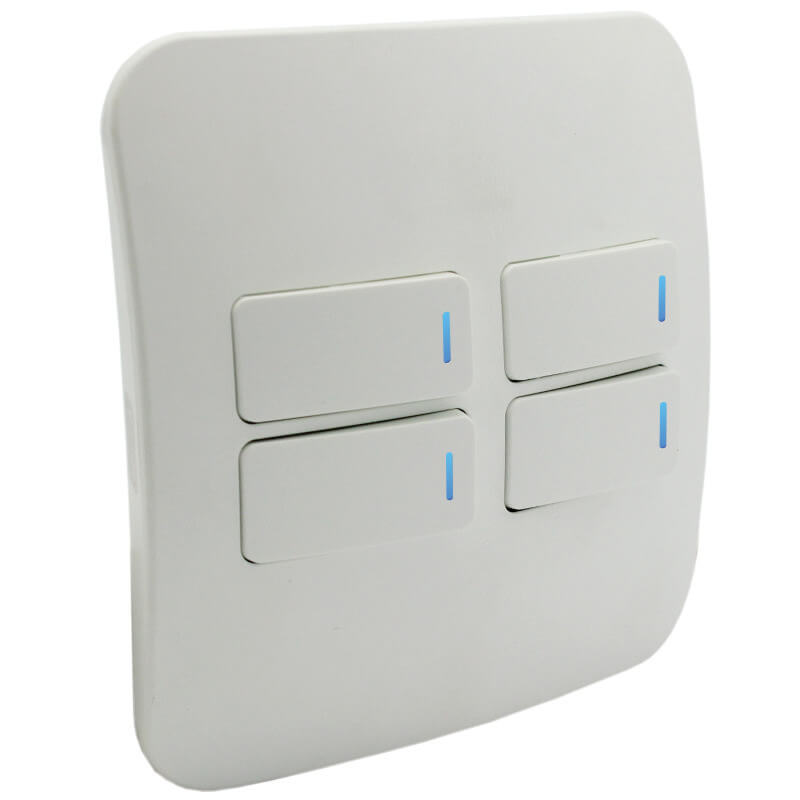 Veti Four Lever One-Way Switch WT With LED Locator (100mmx100mm) Horizontal