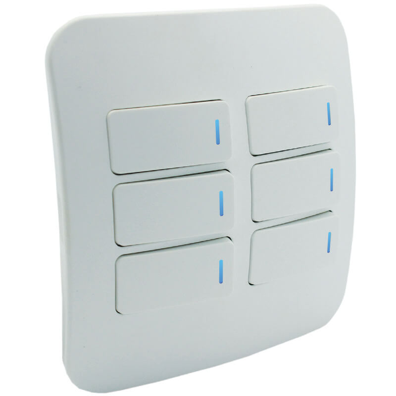 Veti Six Lever One-Way Switch WT With LED Locator (100mmx100mm)