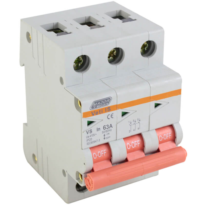 Veti 63A Triple Pole Isolator Switch