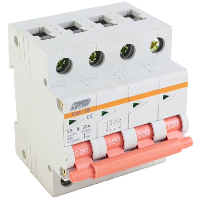 Veti 63A Four Pole Isolator Switch