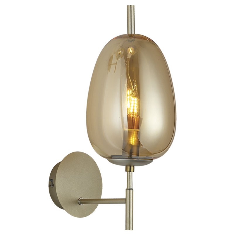 Bright Star Metal Wall Bracket Amber Glass 1X40W Ses
