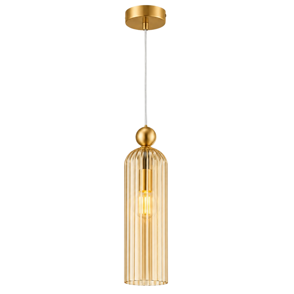 Bright Star Metal Pendant Cognac Glass 1X40W Ses 100Mm