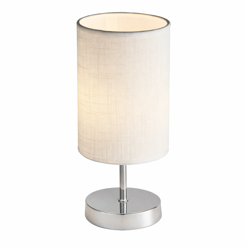 Bright Star Polish Chr & White Shade Table Lamp 1X40W Ses