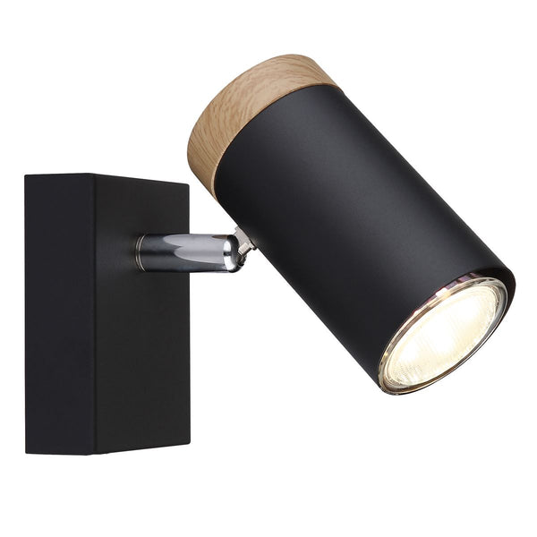 Bright Star Black Spotlight Wood Finish 1X25W Gu10 90X70Mm
