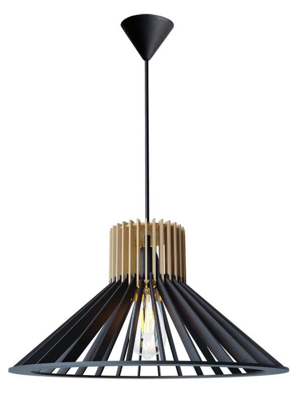 Bright Star Natural& Black 2 Tone Wood Pendant 1X60W Es