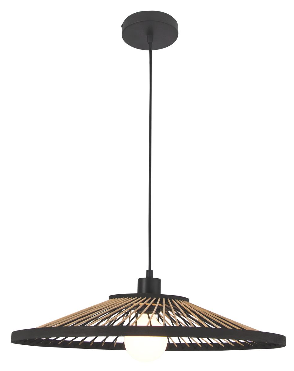 Bright Star Metal And Bamboo Two Tone Pendant 1X11W Es