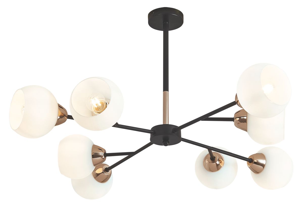 Bright Star Satin Chr Metal Chandelier White Glass 8X40W Es