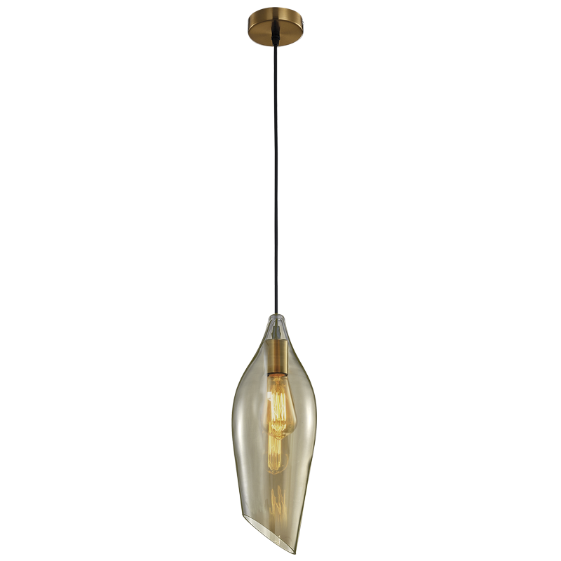 Bright Star Satin Brass Pendant Cognac Glass 1X60W Es