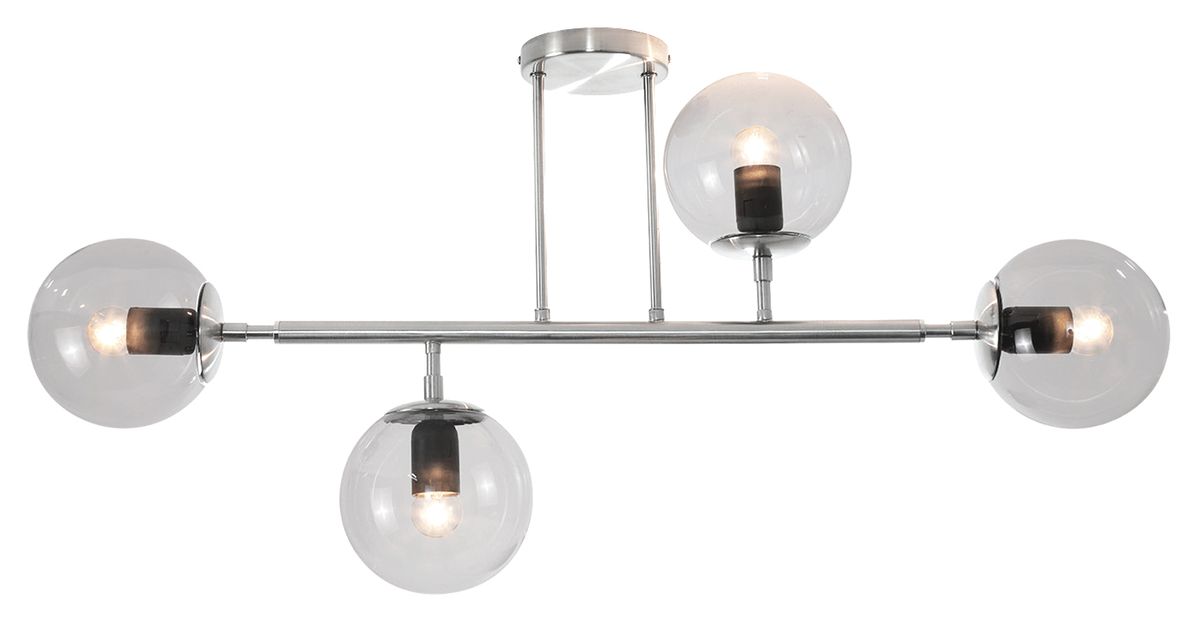 Bright Star Sat/chr Ceiling Fitting Clear Gls 4 X 40 ES