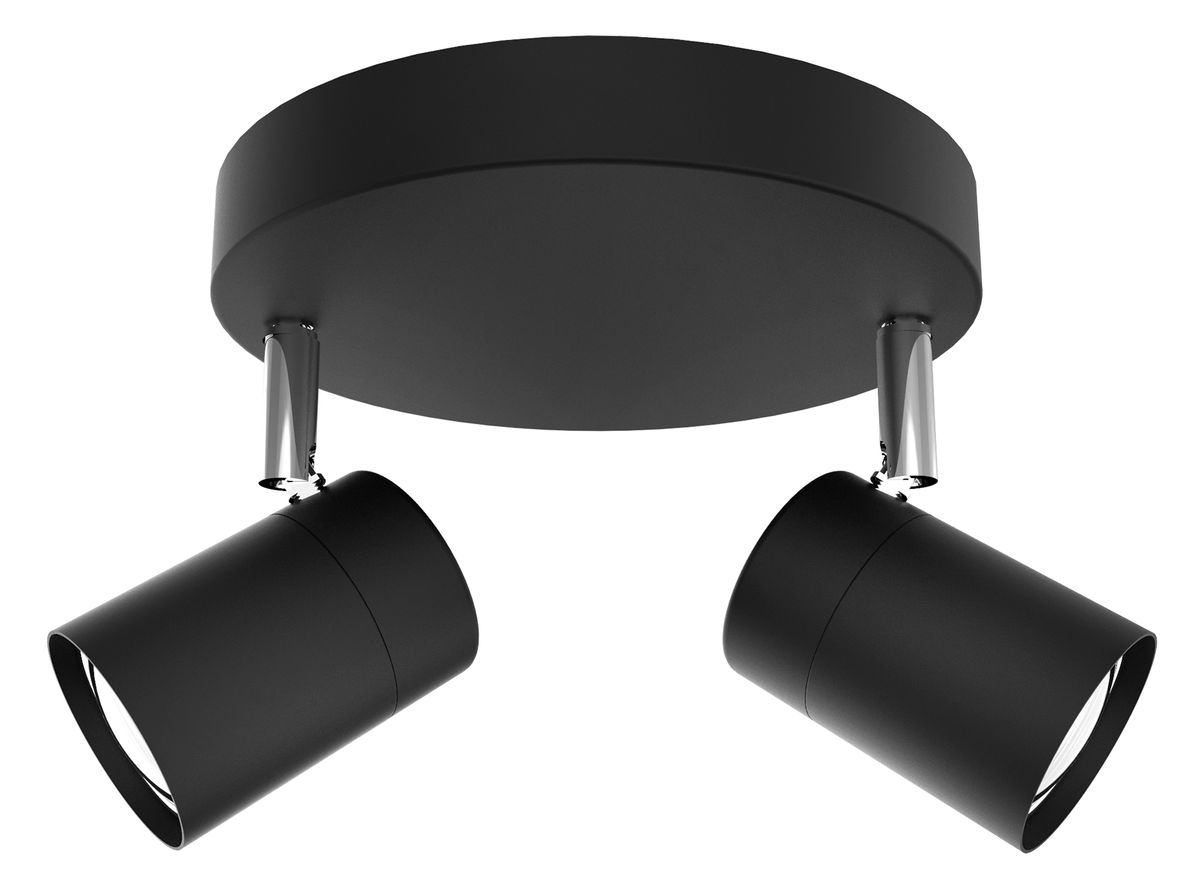 Bright Star Matt Blk & Polish Chr 2X50W GU10 Round Base 180Mm