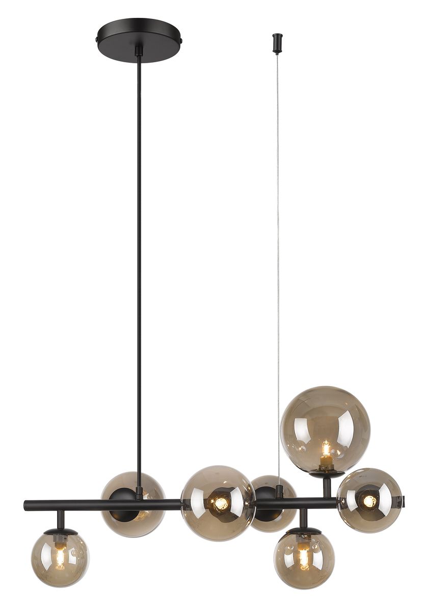 Bright Star Metal Pendant With Smoke Round Glass 7X40W G9