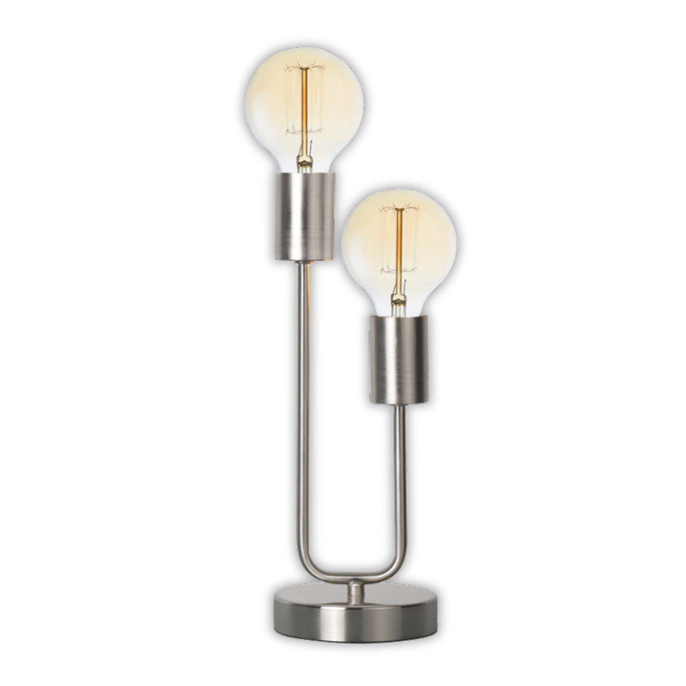 Bright Star Satin Metal Table Lamp 2 X Lampholder 2X40W Es